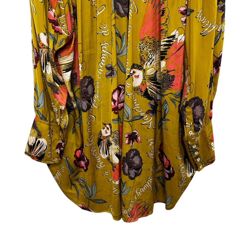 Free People Magnifique Marigold Long Sleeve Oversized Button Down EUC Size M - Picture 10 of 15